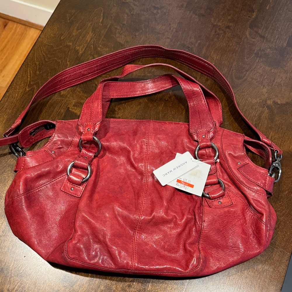 Elegant Andrew Marc Red Leather Women's Bag